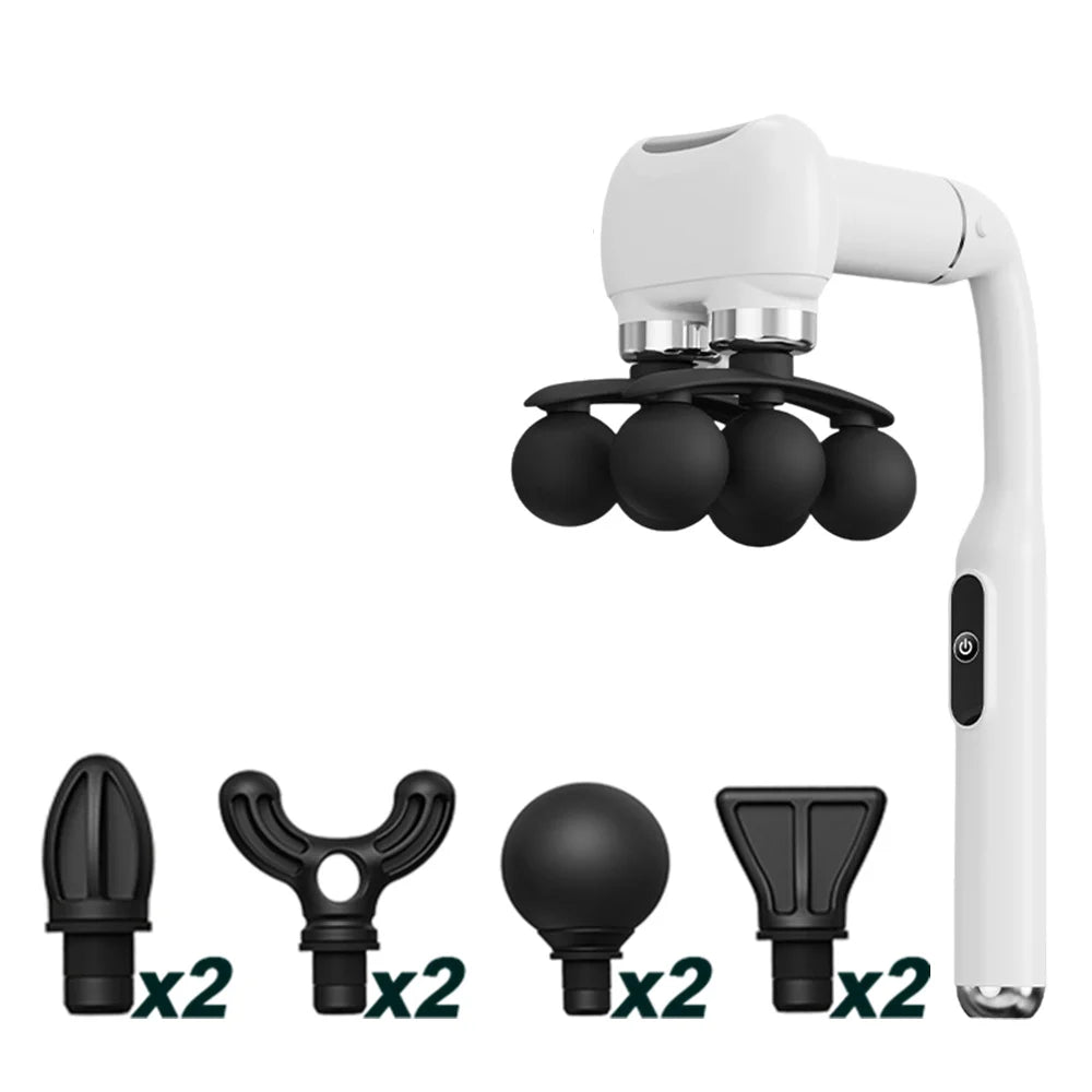 Long Handle Back and Shoulder Massage Gun for Seniors – White